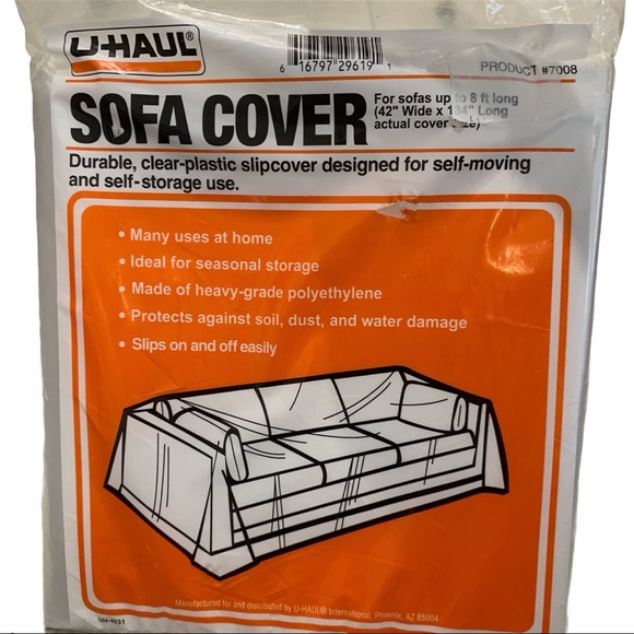 UHAUL Sofa Cover Clear Plastic Slip Cover - Picture 1 of 3